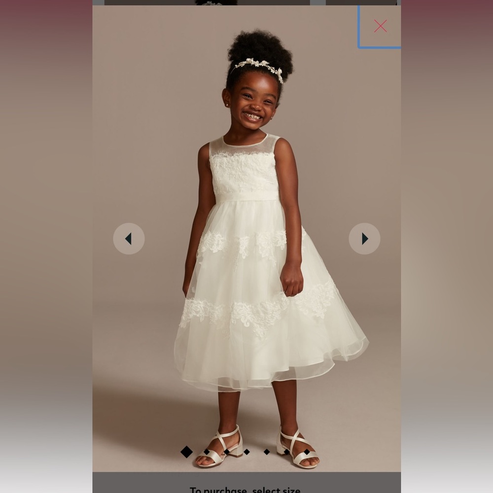 David’s Bridal Lace Illusion Flower Girl Dress size 10